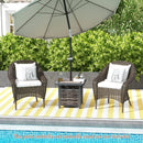 21.5 Inches Outdoor PE Rattan Side Table Square End Table with Umbrella Hole by LJGDeals