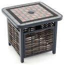 21.5 Inches Outdoor PE Rattan Side Table Square End Table with Umbrella Hole by LJGDeals