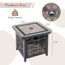 21.5 Inches Outdoor PE Rattan Side Table Square End Table with Umbrella Hole by LJGDeals
