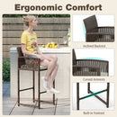 Outdoor PE Wicker Bar Stools Set of 2 Patio Bar Height Chairs with Cushions-White by LJGDeals