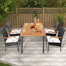 Set of 2/4 Outdoor PE Wicker Chair with Acacia Wood Armrests by LJGDeals