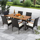 Set of 2/4 Outdoor PE Wicker Chair with Acacia Wood Armrests by LJGDeals