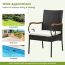 Set of 2/4 Outdoor PE Wicker Chair with Acacia Wood Armrests by LJGDeals