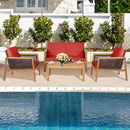 4 Pieces Patio Rattan Furniture Set with Removable Cushions by LJGDeals