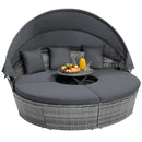 Outdoor PE Wicker Round Daybed with Retractable Canopy and Cushions-Navy by LJGDeals