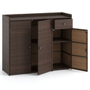 Outdoor PE Wicker Storage Cabinet with 3 Doors for Deck by LJGDeals