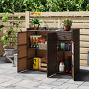 Outdoor PE Wicker Storage Cabinet with 3 Doors for Deck by LJGDeals