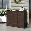 Outdoor PE Wicker Storage Cabinet with 3 Doors for Deck by LJGDeals