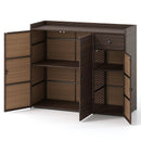 Outdoor PE Wicker Storage Cabinet with 3 Doors for Deck by LJGDeals