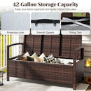 Outdoor PE Wicker Storage Bench 2 Seater with Cushion and 42 Gallon Deck Box-Beige by LJGDeals