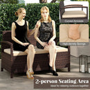 Outdoor PE Wicker Storage Bench 2 Seater with Cushion and 42 Gallon Deck Box-Beige by LJGDeals