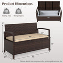 Outdoor PE Wicker Storage Bench 2 Seater with Cushion and 42 Gallon Deck Box-Beige by LJGDeals