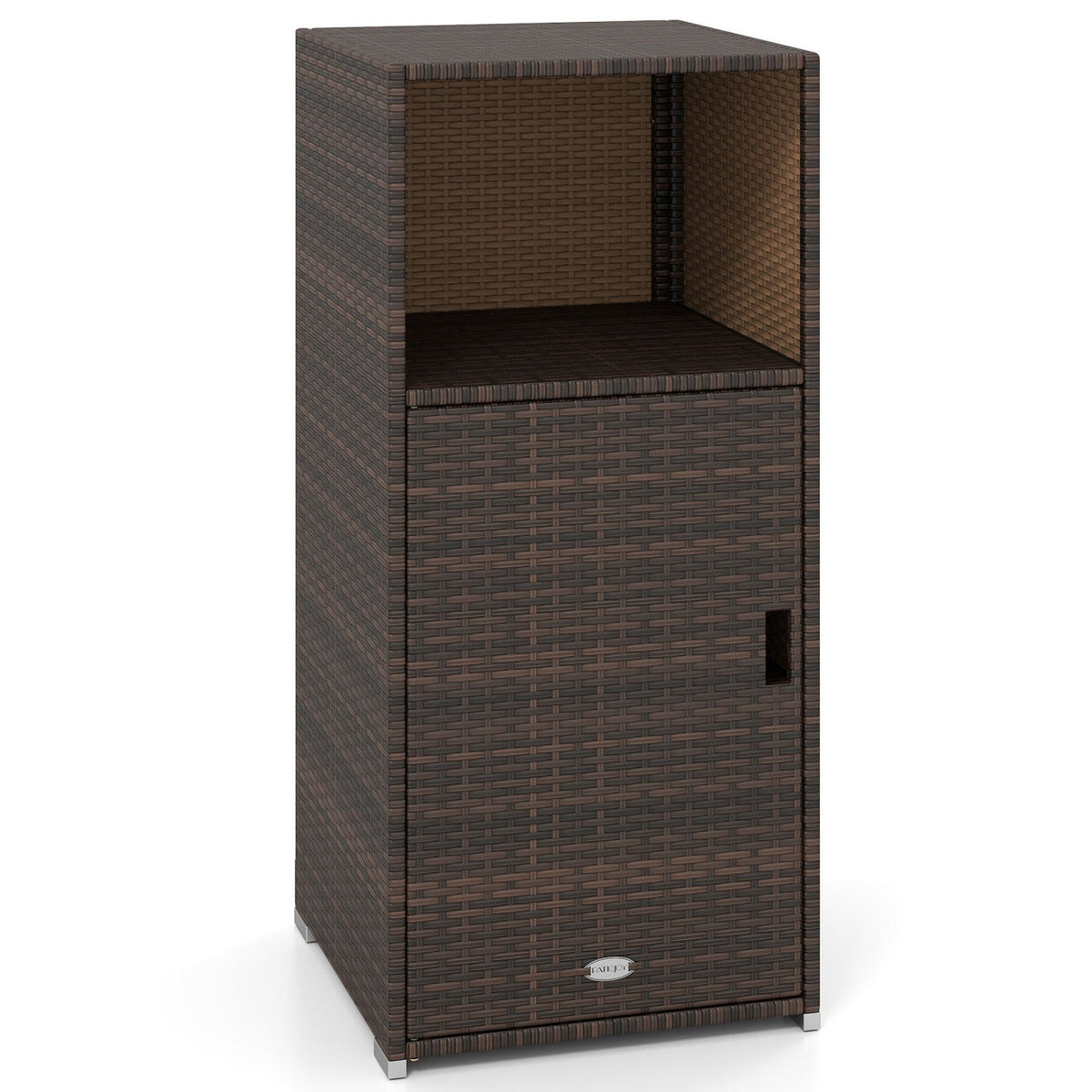 PE Wicker Storage Cabinet with Door and Open Shelf, photo 3 of 24