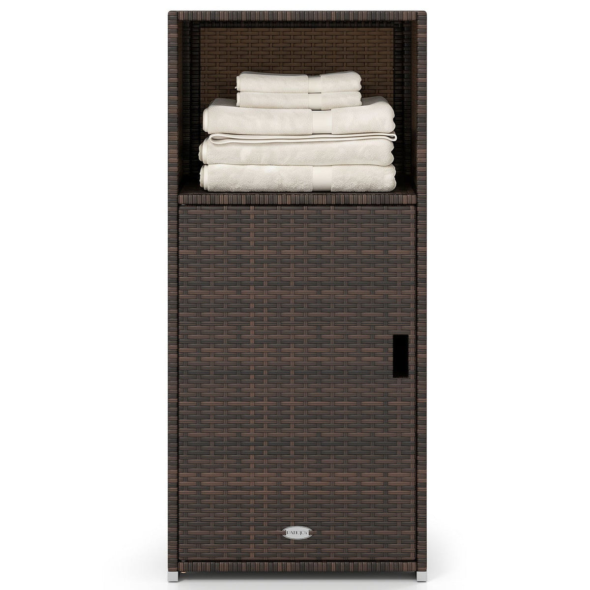 PE Wicker Storage Cabinet with Door and Open Shelf, photo 4 of 24