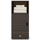 PE Wicker Storage Cabinet with Door and Open Shelf by LJGDeals