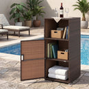 PE Wicker Storage Cabinet with Door and Open Shelf by LJGDeals