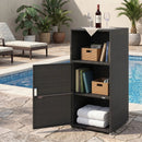 PE Wicker Storage Cabinet with Door and Open Shelf by LJGDeals