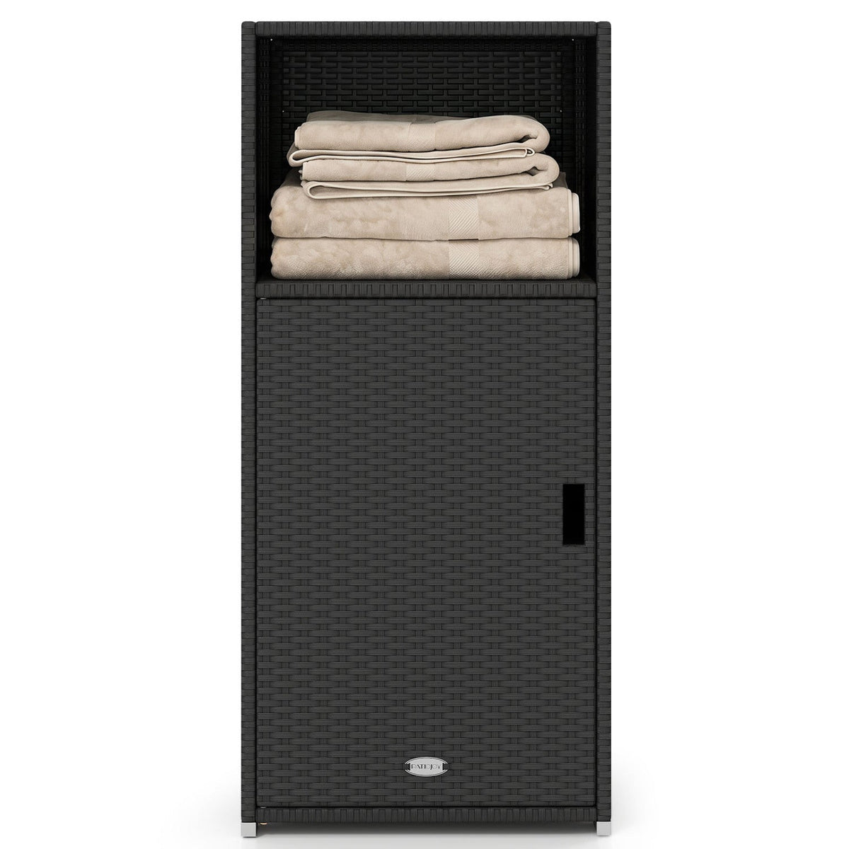 PE Wicker Storage Cabinet with Door and Open Shelf, photo 11 of 24
