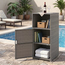 PE Wicker Storage Cabinet with Door and Open Shelf by LJGDeals