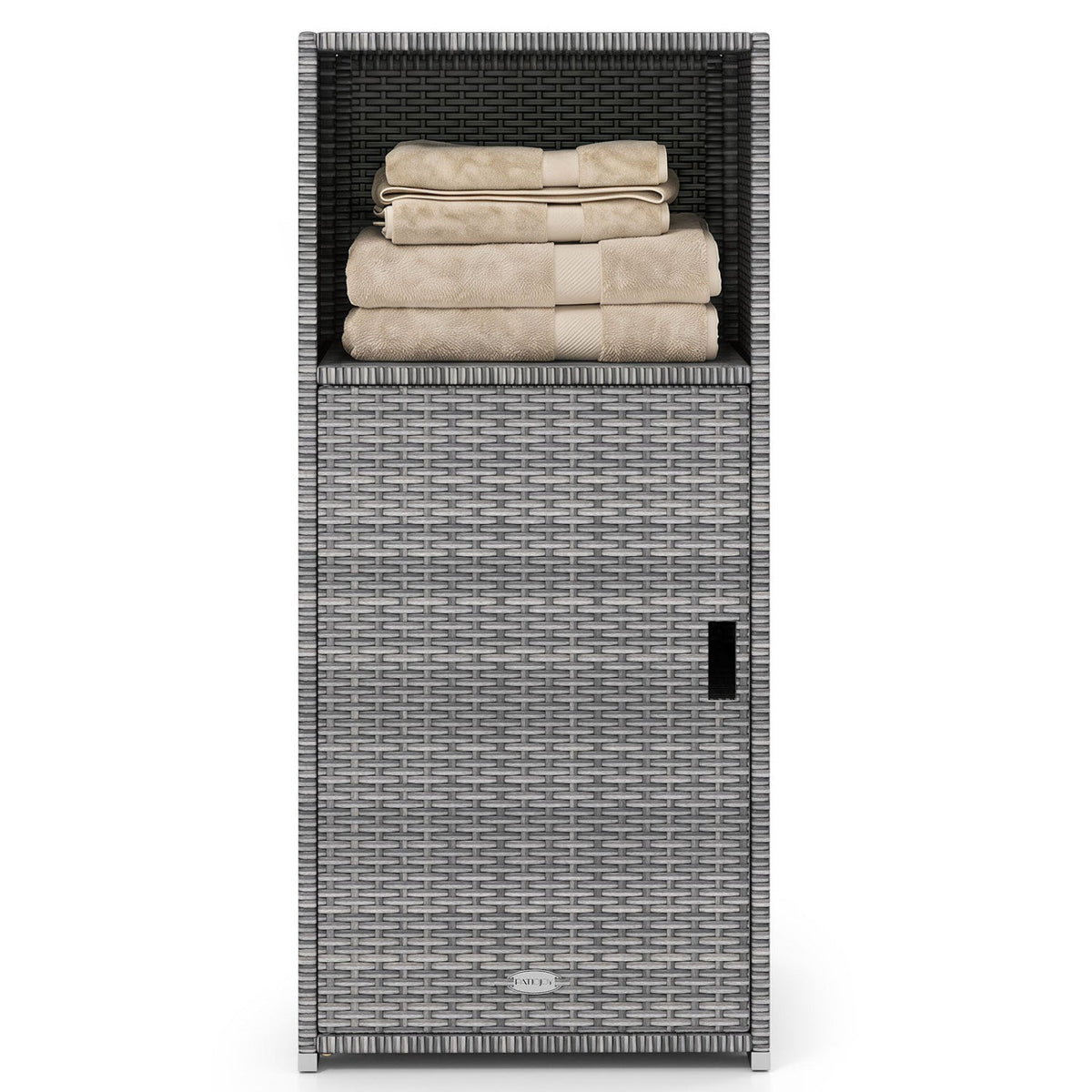 PE Wicker Storage Cabinet with Door and Open Shelf, photo 19 of 24