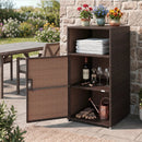 PE Wicker Storage Cabinet with Door and Open Shelf by LJGDeals