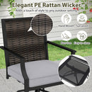Outdoor PE Wicker Swivel Bar Stools Set of 2 Counter Height Patio Chairs with Back-Grey
