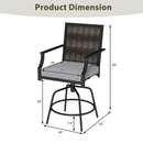 Outdoor PE Wicker Swivel Bar Stools Set of 2 Counter Height Patio Chairs with Back-Grey by LJGDeals