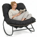 Papasan Rocking Chair with Thick Cushion - Outdoor Wicker by LJGDeals