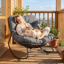 Papasan Rocking Chair with Thick Cushion - Outdoor Wicker by LJGDeals