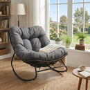 Papasan Rocking Chair with Thick Cushion - Outdoor Wicker by LJGDeals