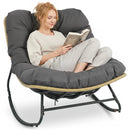 Papasan Rocking Chair with Cushioned Seat for Patio - Gray by LJGDeals