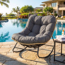 Papasan Rocking Chair with Cushioned Seat for Patio - Gray by LJGDeals