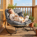 Papasan Rocking Chair with Cushioned Seat for Patio - Gray by LJGDeals
