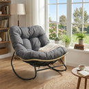 Papasan Rocking Chair with Cushioned Seat for Patio - Gray by LJGDeals