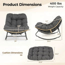 Papasan Rocking Chair with Cushioned Seat for Patio - Gray by LJGDeals
