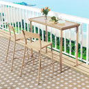 Outdoor Patio Bar Table Heavy Duty Rectangle Metal Frame-Brown by LJGDeals