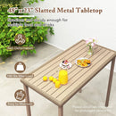 Outdoor Patio Bar Table Heavy Duty Rectangle Metal Frame-Brown by LJGDeals