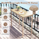 Outdoor Patio Bar Table Heavy Duty Rectangle Metal Frame-Brown by LJGDeals