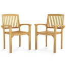 Set of 2 Outdoor Patio Chair with Slatted Seat and Curved Seat by LJGDeals