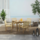 Set of 4 Outdoor Patio Chair with Slatted Seat and Curved Seat by LJGDeals