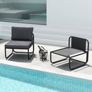 Outdoor Patio Chairs Set of 2 with Removable Cushions and Adjustable Foot Pads-Gray