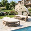 Outdoor Patio Daybed with Retractable Canopy and Cushions by LJGDeals