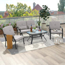 4 Pieces Outdoor Conversation Set with Seat Back Cushions and Waist Pillows by LJGDeals