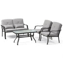 4 Pieces Outdoor Conversation Set with Seat Back Cushions and Waist Pillows by LJGDeals