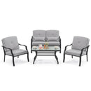 4 Pieces Outdoor Conversation Set with Seat Back Cushions and Waist Pillows by LJGDeals