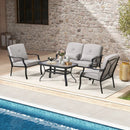 4 Pieces Outdoor Conversation Set with Seat Back Cushions and Waist Pillows by LJGDeals