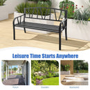 Patio Garden Bench with Metal Frame and Slatted Seat-Black by LJGDeals