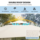 12 x 10 Feet Outdoor Patio Gazebo with Netting and 2-Tier Canopy Roof-Beige