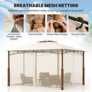 12 x 10 Feet Outdoor Patio Gazebo with Netting and 2-Tier Canopy Roof-Beige by LJGDeals