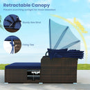 Outdoor Patio Rattan Daybed with Retractable Canopy and Side Tables by LJGDeals